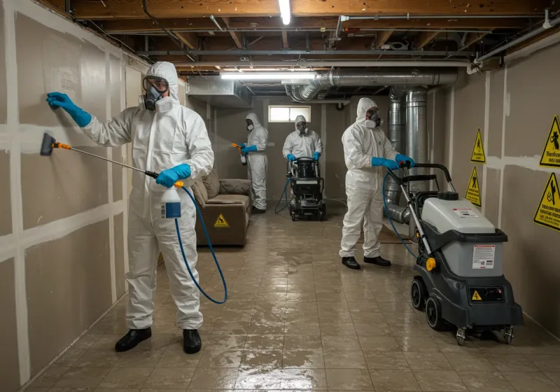 Basement Moisture Removal and Structural Drying process in Sunray, TX